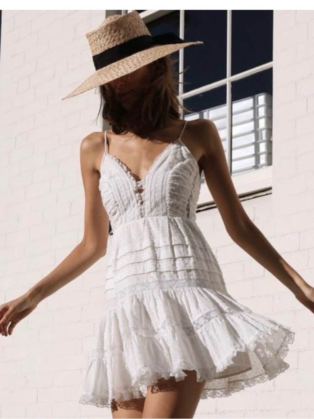 Zimmermann Iris Camisole White Swiss Dot Lace Dress Size 1 $659 Retail US6 AU 10